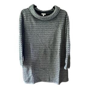 TALBOTS‎ Gray Cowl Neck 3/4 Sleeve Geometric Sweater Women's 2X (c-57)
